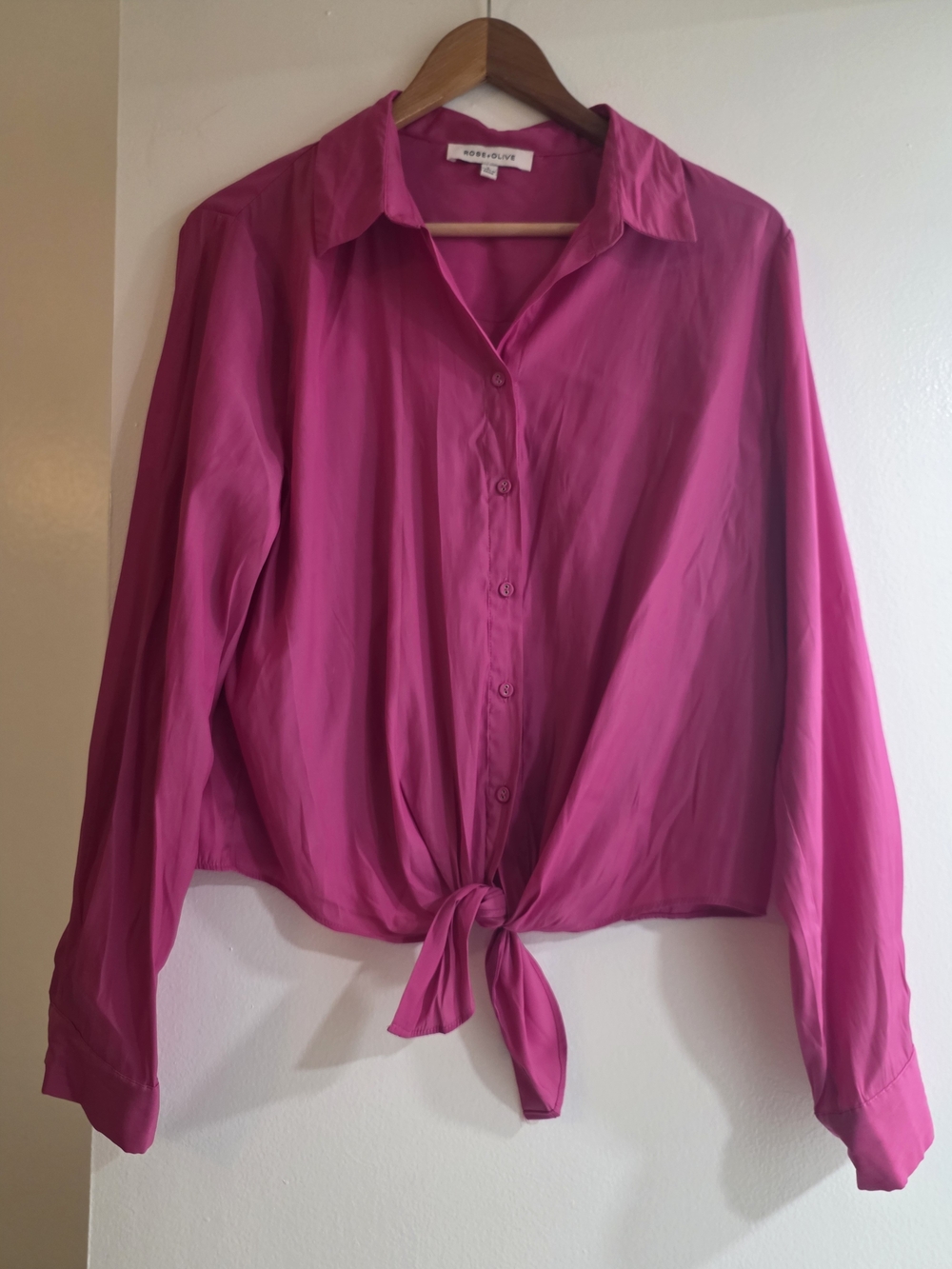 Kobi Halperin Pink Tie-Front Button-Up Blouse